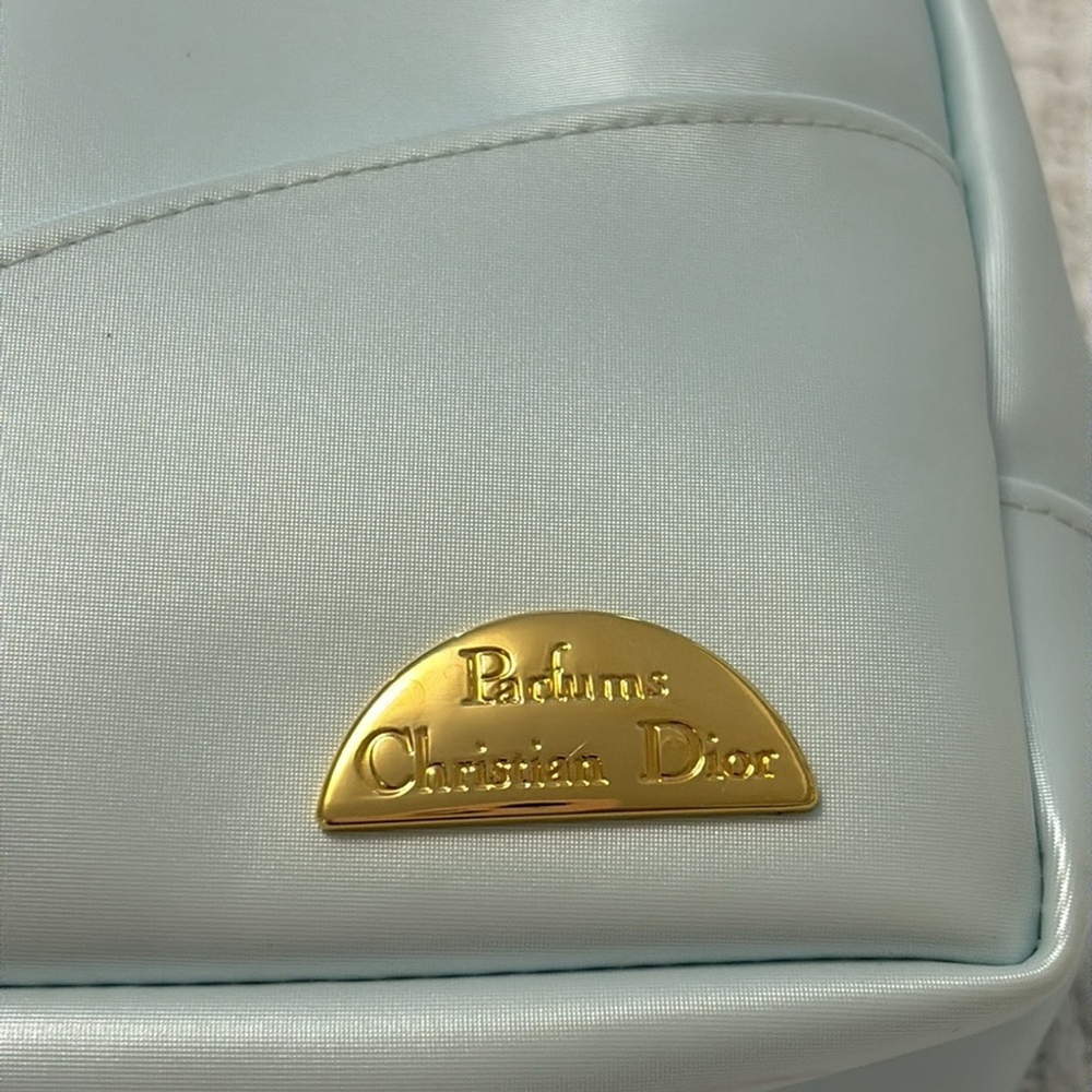 CHRISTIAN DIOR Perfume cosmetic bag travel make up bag top zipper light blue - Picture 7 of 16